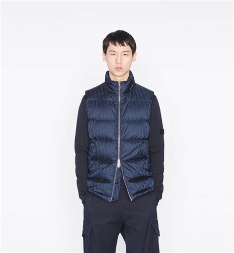 Dior Oblique Sleeveless Down Jacket Blue Technical 